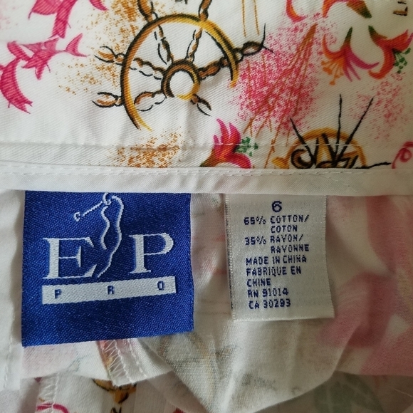 Vintage Floral Tropical Hawaiian Baggy Pleated Shorts Size 6 - Picture 9 of 10